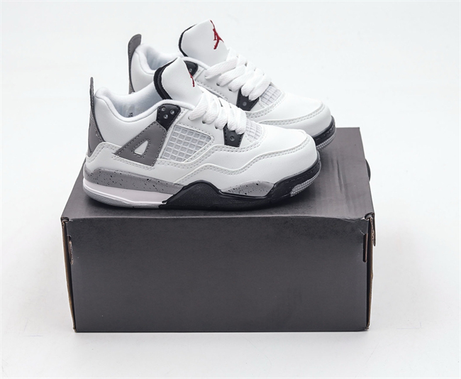 Youth Running weapon Super Quality Air Jordan 4 White/Grey Shoes 035